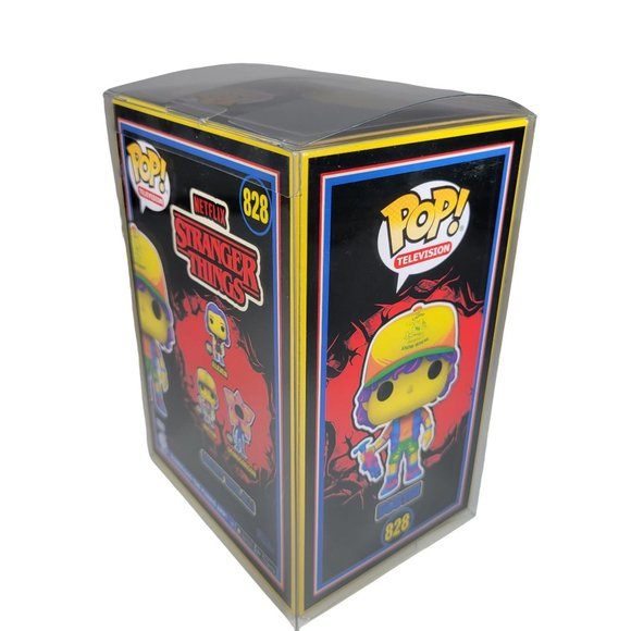 Funko Pop + Protector! TV #828 Stranger Things Dustin Black Light Target Mint - Picture 2 of 4